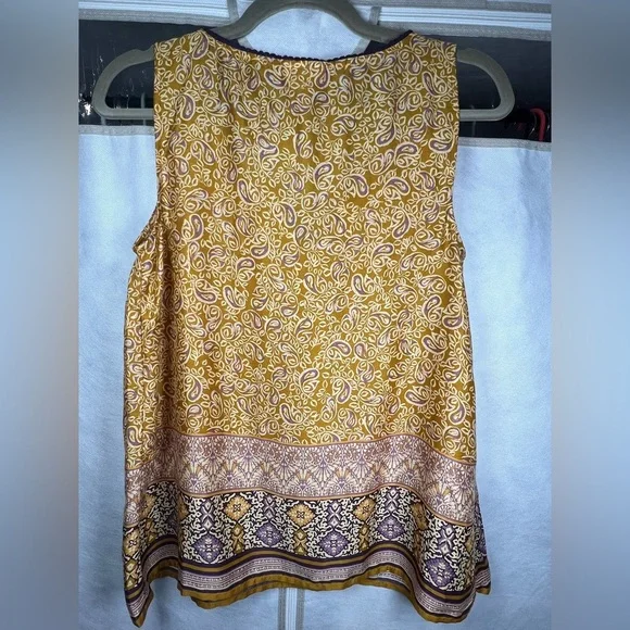J. Jill Canyon Border Woodcut Yellow And Purple Paisley Tunic Top Print Size XS - Picture 3 of 8